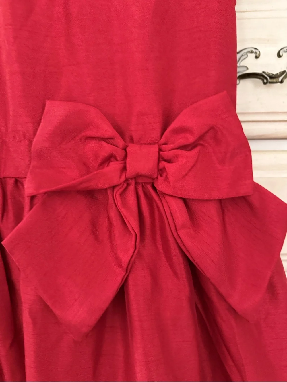 Gymboree Girls Bow Dupioni Ruffle Tiered Dress - A Royal Christmas - Red